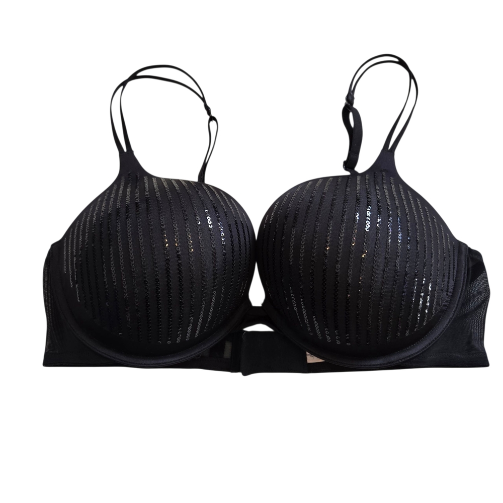 La Vie En Rose Black Sequin Bra